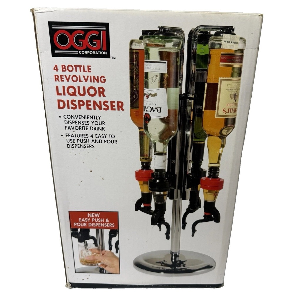 NOB OGGI Four Bottle Revolving Liquor Dispenser - Man Cave, House Parties